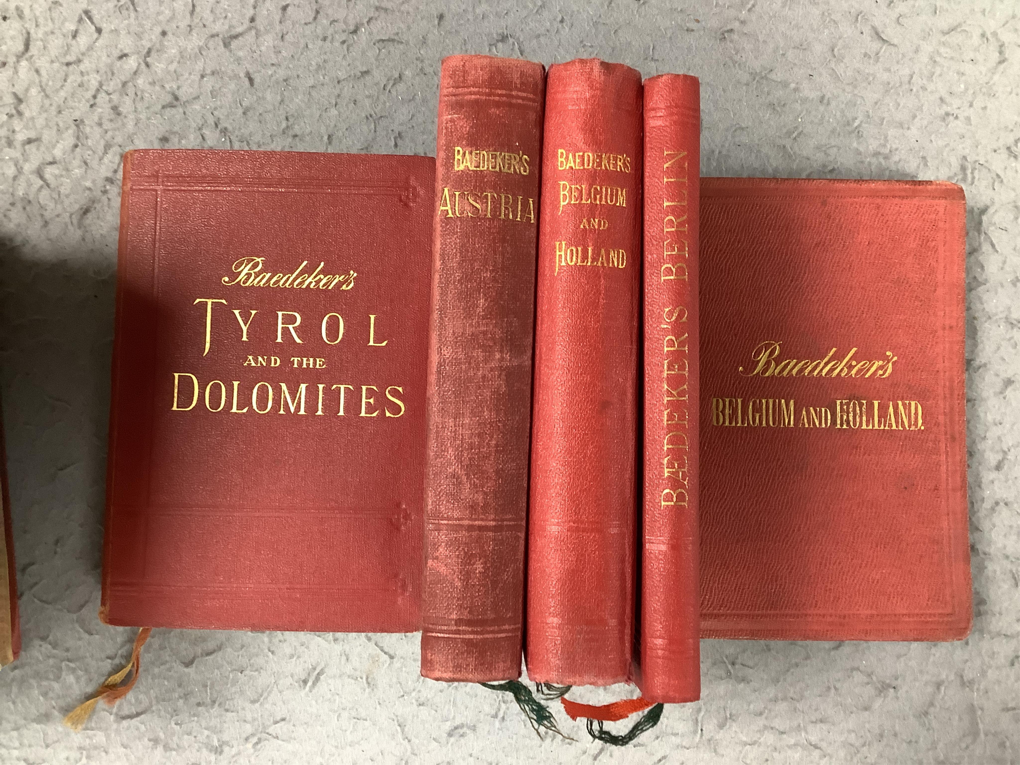 European Guides - including some 14 Baedekers (mostly earlier 20th cent.); other Paris & Continental guides (dates as above); mostly original cloth bindings; together with a few Paris plans (43)